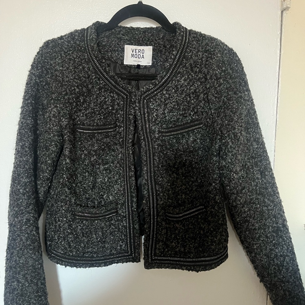 Vero Moda Women's Black Tweed Lady Jacket